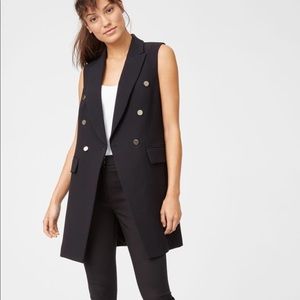 Club Monaco black vest with gold buttons.
